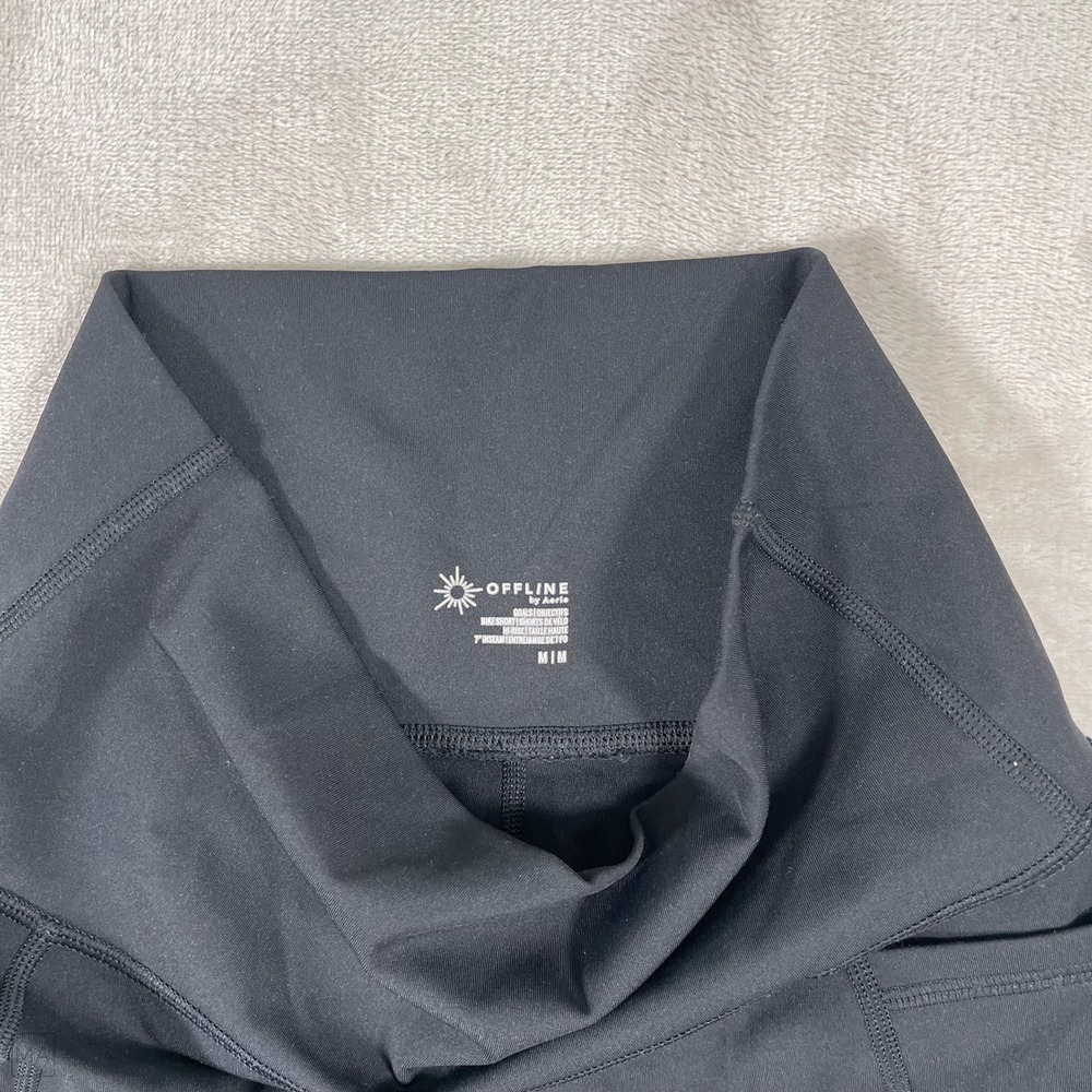 Offline By Aerie Women's Bike Shorts Activewear Athleisure Side Pockets M Black - Picture 2 of 8